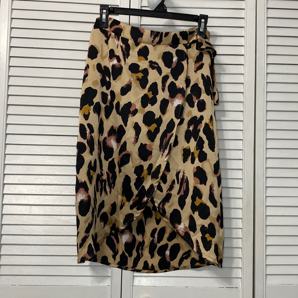 Boohoo Wrap Cheetah Skirt